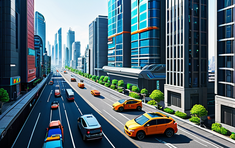 Daedo Cityscape**

"A vibrant, futuristic cityscape of Daedo City during the daytime, featuring sleek skyscrapers and bustling streets with colorful vehicles. In the distance, the Tobots stand guard on a rooftop, overlooking the city. Safe for work, appropriate content, fully clothed, professional concept art, detailed environment, bright and cheerful."

**