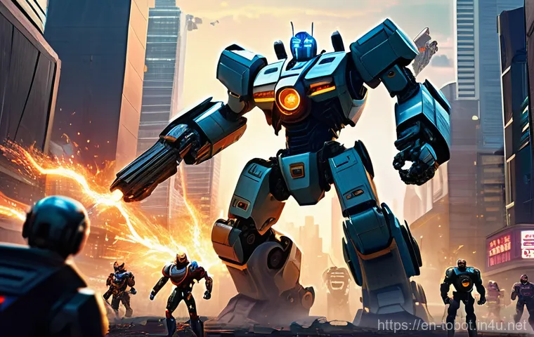 또봇 관련 필수 앱 - **Prompt:** A dynamic, action-packed scene featuring a group of "Tobots," transforming robots, engag...