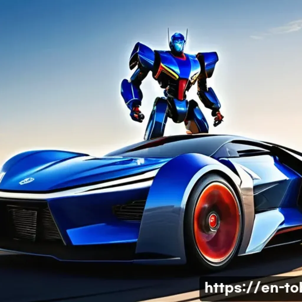 또봇이 국내외 미친 영향 - **Prompt:** A vibrant and dynamic image featuring a Tobot transforming robot, approximately 10 feet ...