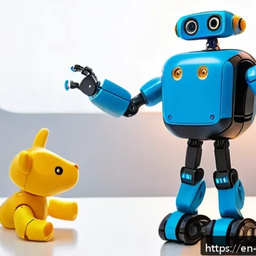 또봇 제작 과정에 참여한 기술들 - A futuristic robotic toy named Tobot made from smart polymers and eco-friendly materials, showcasing...