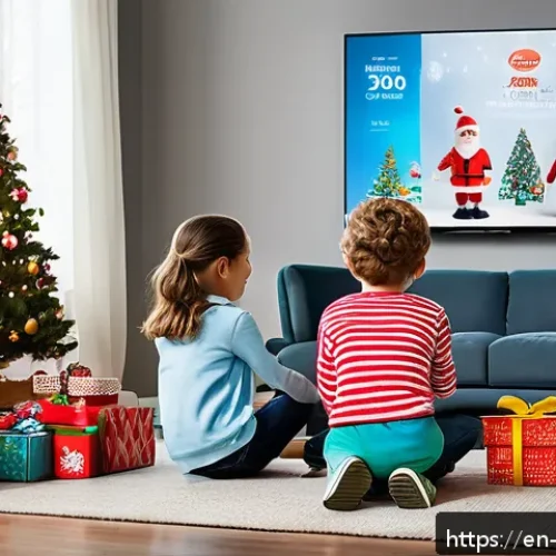 또봇 장난감 할인 정보 - A vibrant holiday-themed online shopping scene featuring a diverse family browsing a large touchscre...